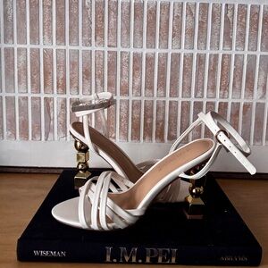 Shoe Dazzle Women's Ginnie Embellished Heeled Sandal White Size 8